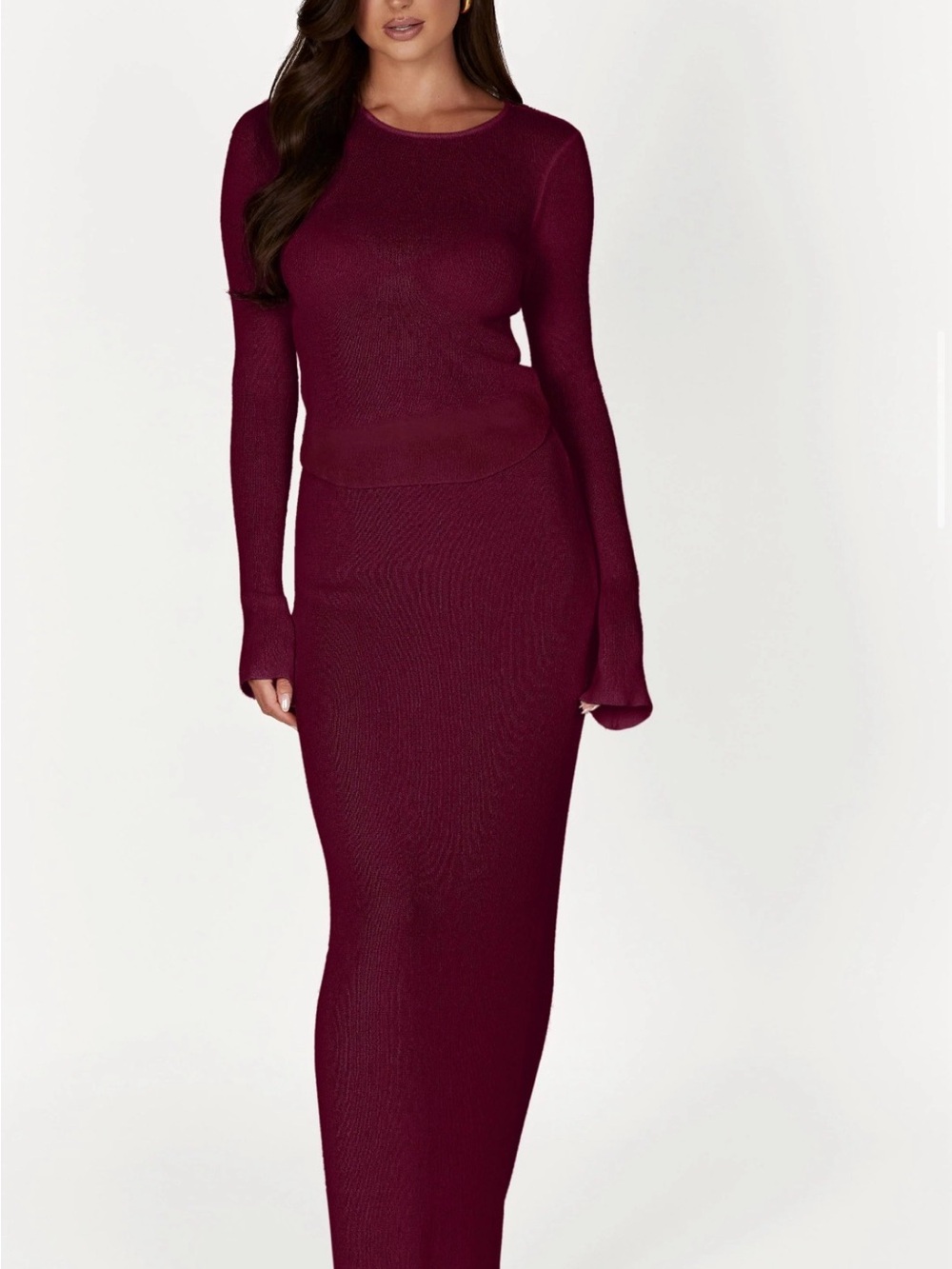 Maribelle Knit Maxi Skirt - Wine
